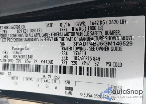 2016 Ford Fiesta Se из США, поврежденный, VIN 3FADP4BJ5GM146529